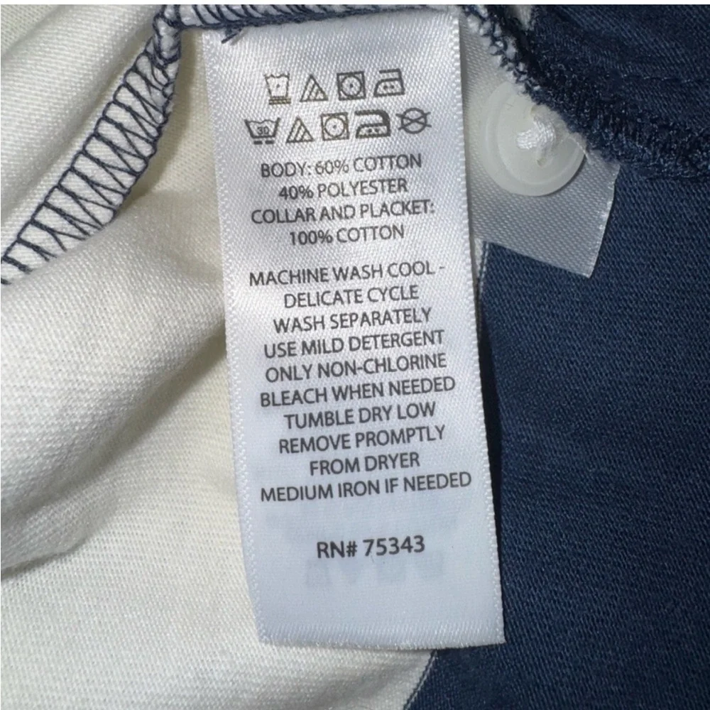 The Savile Row Company, Striped Long Sleeve Rugby Shirt, Navy/White, Size M, NWT - Picture 10 of 11